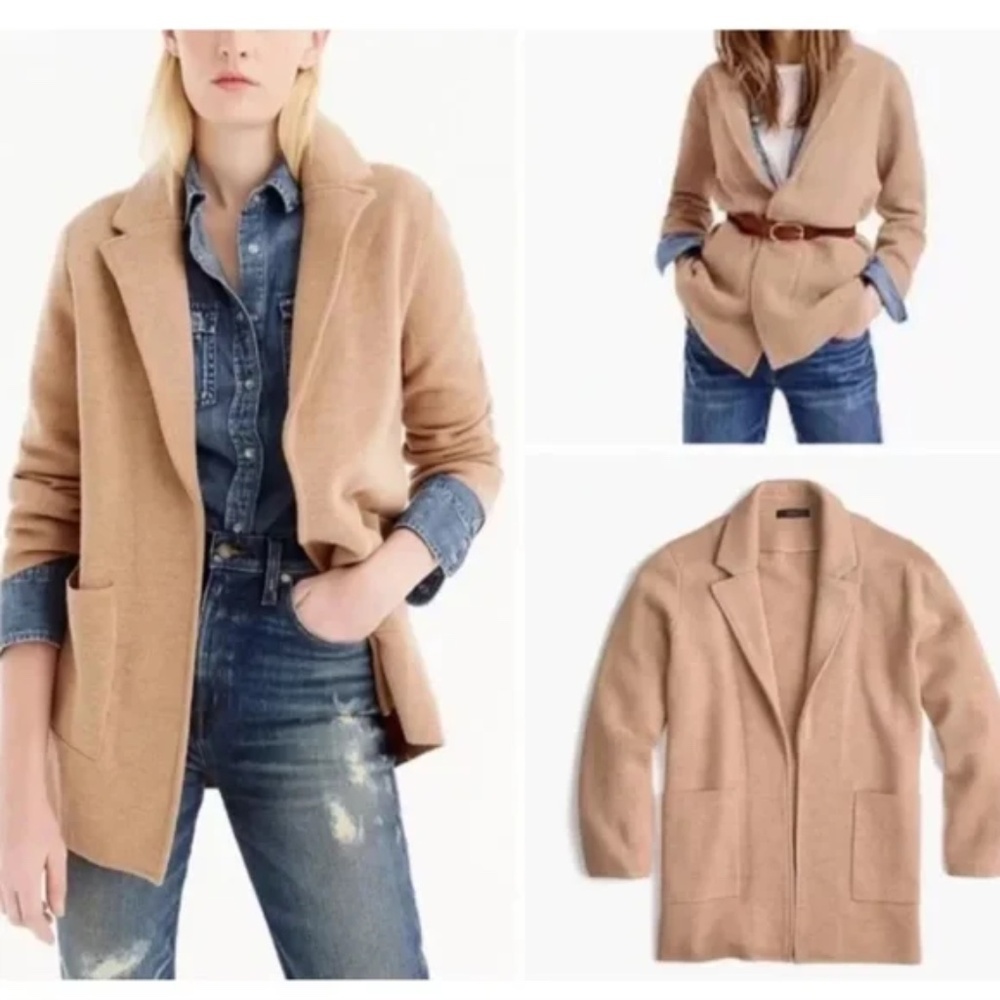 J. Crew Sophie Sweater Blazer Jacket Tan Medium
